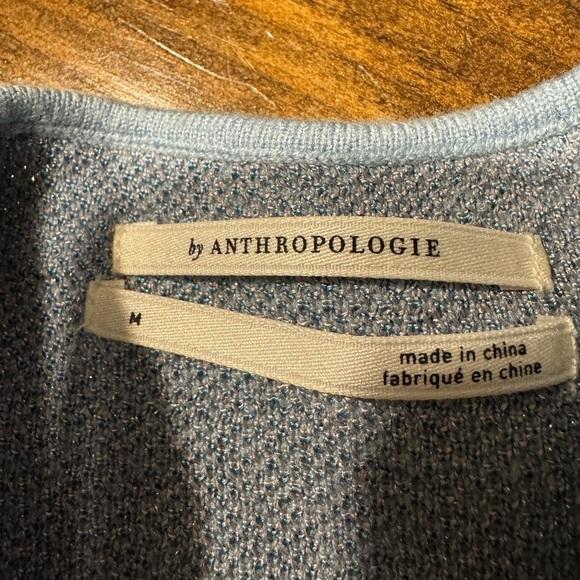 Anthropologie Beatriz Mock Neck Sweater Lurex Edition Blue SilverGray Size M - Picture 8 of 13